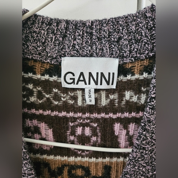 Ganni 23SS Multicolor Graphic Wool Knit Vest Size S - Picture 9 of 10